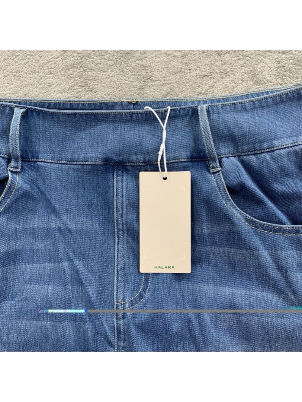 Halara Skirt Womens XL Blue Flex High Waisted Bodycon Washed Denim Casual Midi - Picture 5 of 8